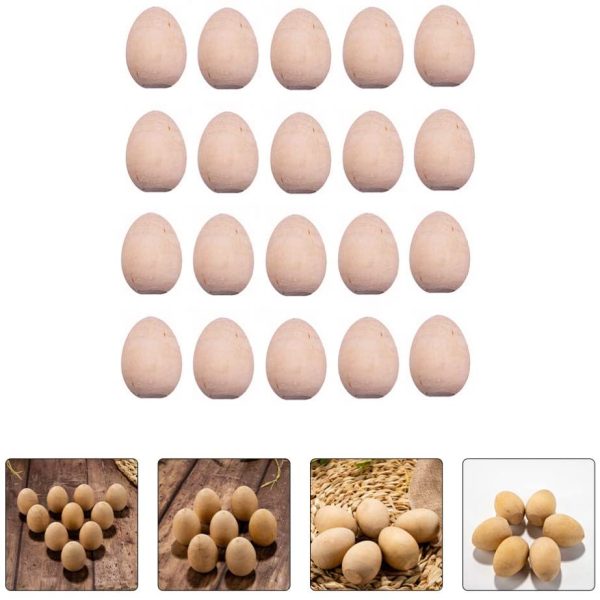 STOBOK Wooden Eggs for Crafts Easter Decorations Unfinished Wood Eggs Easter Eggs Ornament Gift for Kids Easter Art and Creative DIY Crafts - 20 Pieces, 4.5cm - Image 3