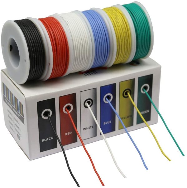 CBAZY??Hook up Wire Kit (Stranded Wire Kit) 18 Gauge Flexible Silicone Rubber Electric Wire 6 Colors 16.4 feet Each 18 AWG - Image 5