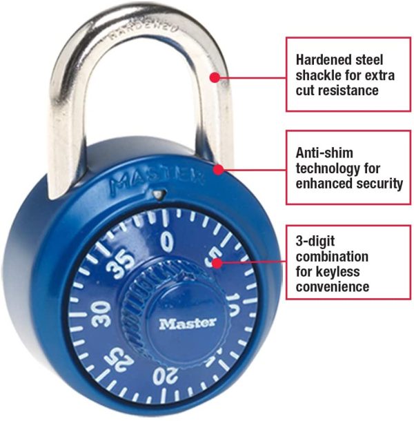 Padlock, Standard Dial Combination Lock, 1-7/8 in. Wide, Assorted Colors, 1530DCM - Image 2