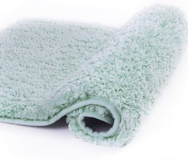 Bathroom Rug Non Slip Bath Mat for Bathroom (16 x 24, Aqua) Water Absorbent Soft Microfiber Shaggy Bathroom Mat Machine Washable Bath Rug for Bathroom Thick Plush Rugs for Shower