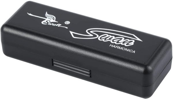 Swan 10 Hole 20 Tones Harmonica Blues Mini Harmonica for Beginners Key of A Silvery