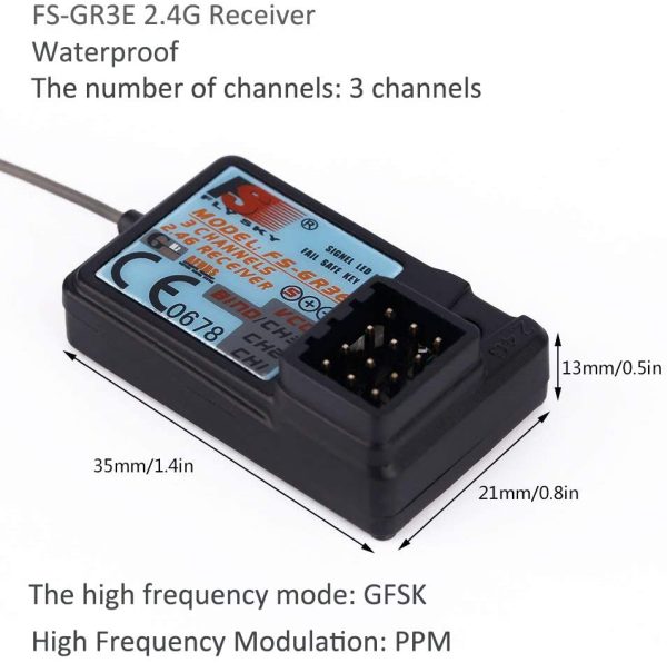 Upgraded Waterproof Flysky FS-GR3E 2.4G Receiver 3CH DC 5V for FS-i6X FS-i6 FS-T6 FS-i10 FS-GT2 FS-GT2B FS-GT3B FS-GT3 for RC Car Boat Truck Transmitter