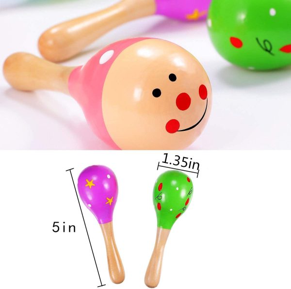 Sansheng 12 PCS Mini Wood Festival Maracas Toys, Wooden Maracas Festival Painting, Wooden Carnival Maracas (Random Colors)