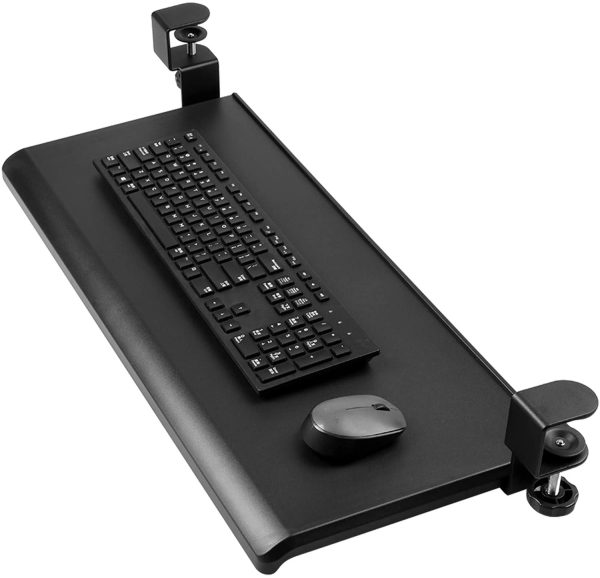 Keyboard Tray Under Desk with C Clamp Large Size, Steady Slide Keyboard Stand, No Screw into Desk, Perfect for Home or Office, 27.5" (32.5" Including Clamps) x 12.2" - Image 3