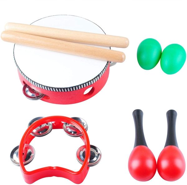 Kids Musical Instruments,Egg Shakers for Babies,Wooden Baby Percussion Toy Rhythm Xylophone,Kids Percussion Toy,Maracas/Wrist Bells/Triangle Hand Bells/Rhythm Band for Toddler, Children Preschool Educational Early Learning 18PCS Kids Musical Instruments Set - Image 5