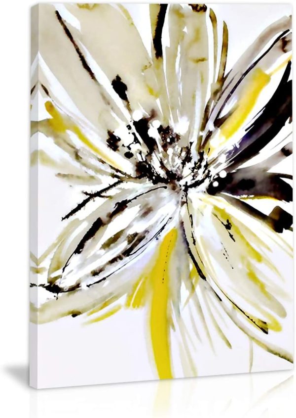 Black and White Yellow Abstract Flower Wall Art Decor Canvas Painting Kitchen Prints Pictures for Home Living Dining Room - Image 5