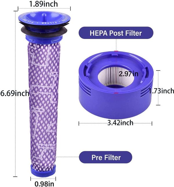 6 Pack Filter Replacement for Dyson V7 Motorhead, V7 Absolute, V7 Animal, V8 Animal, V8 Absolute, 3 Pre Filter and 3 HEPA Post Filter Replaces Part # 965661-01 & 967478-01,Reusable and Washable - Image 4