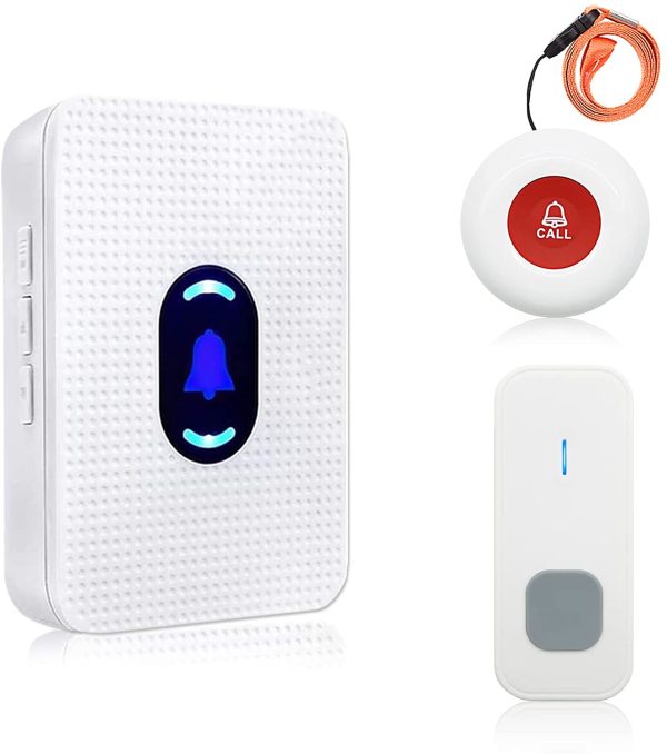 Wireless Caregiver Pager Alert System, Elderly Emergency Panic Button Alarm System for Seniors Patient Nurse, 1 Receiver, 1 Call Button, 1 Doorbell - Image 5