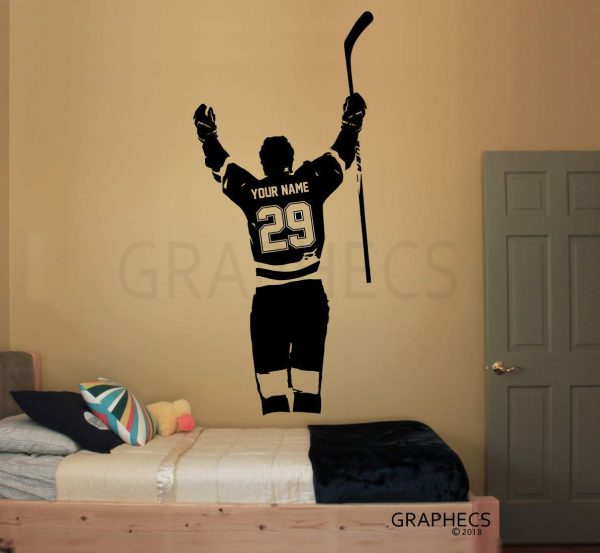 Personalized Hockey Wall Decal - Custom NAME & NUMBERS Custom Player Hockey Goal Vinyl Decal Sticker Kids Bedroom Decor - Image 2