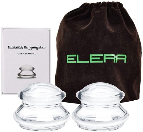 Silicone Massage Cupping Therapy Sets, ELERA Professional Chinese Massage Cups Tools for Joint Pain Relief, Massage Body (M Size, 2 Cups) - Image 2