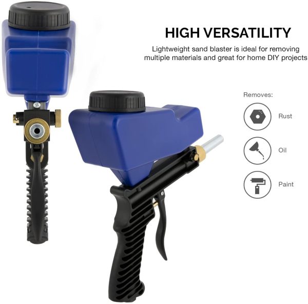 30068A Abrasive Air Sand Blaster Handheld Gun | Replaceable Steel Nozzle | Various Media Compatible Gravity Feed Hopper - Image 2