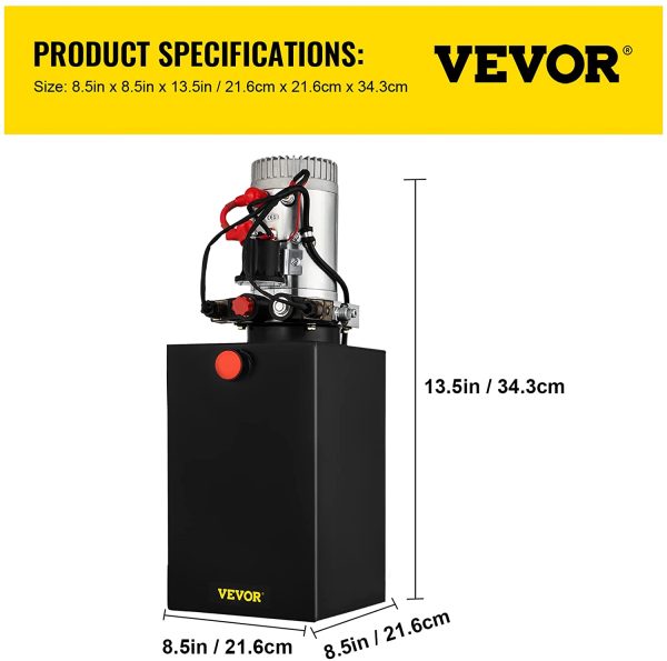 12V/DC Hydraulic Pump 15 Quart/ 3.9 Gallon Double Acting Metal Reservoir Hydraulic Pump Unit Remotely Controlled for Dump Trailer (15 Quart,Double Acting) - Image 5