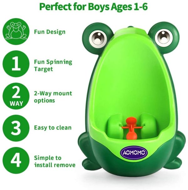 AOMOMO Frog Potty Training Urinal for Toddler Boys Toilet with Funny Aiming Target Green - Image 3