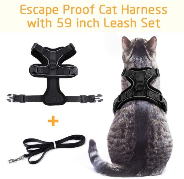 rabbitgoo Cat Harness and Leash for Walking, Escape Proof Soft Adjustable Vest Harnesses for Small Medium Cats, Easy Control Breathable Reflective Strips Jacket, XS, Black - Image 5