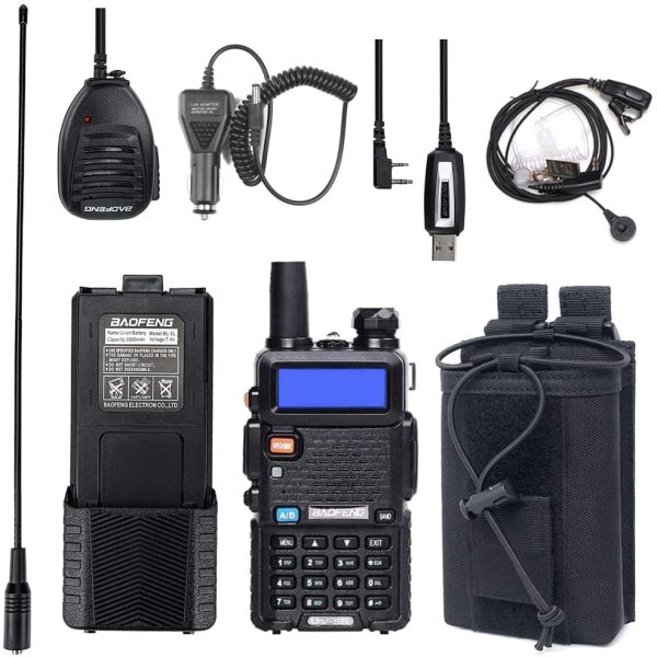 UV-5R 8W Ham Radio Full Kit with 3800mAh Battery, Hand Mic, Acoustic Tube Earphone, Cable, Antenna, Radio Case, Car Charger Adapter - Image 6