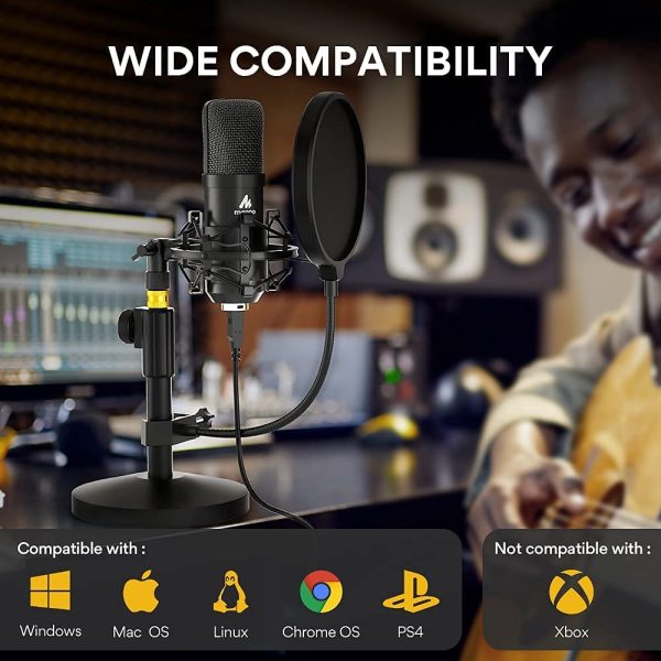 USB Microphone Kit 192kHz/24Bit  AU-A04T PC Condenser Podcast Streaming Cardioid Professional Mic Plug & Play for Computer, YouTube, Gaming, Recording - Image 6