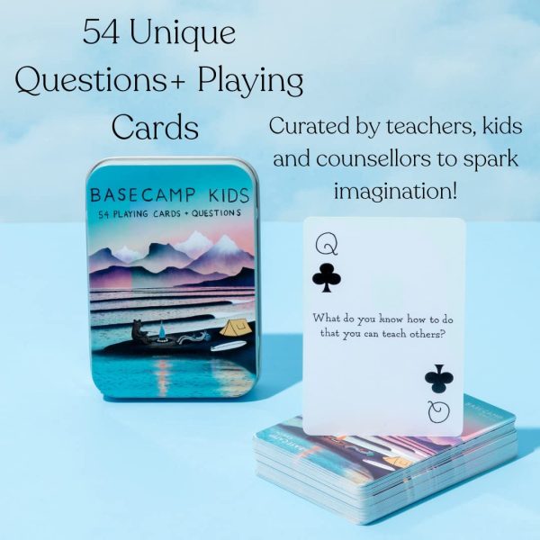 Basecamp Cards: Kids Edition Conversation Starters - 52+2 Family Friendly Unique Questions - Family Conversation Cards - Playing Cards and Questions to Kickstart Campfire Conversations (Kids Edition)