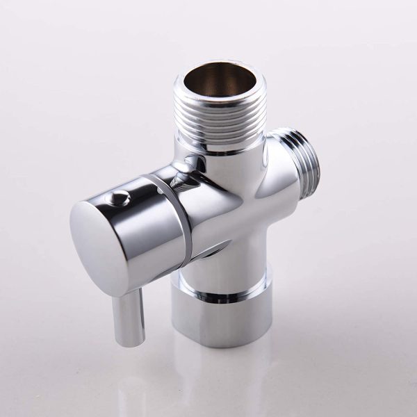 Ciencia Metal T-adapter with Shut-off t Valve, 7/8 or 15/16 and G1/2 3-way water Tee Connector,for handheld toilet bidet spray bathroom,Chrome, DSF006