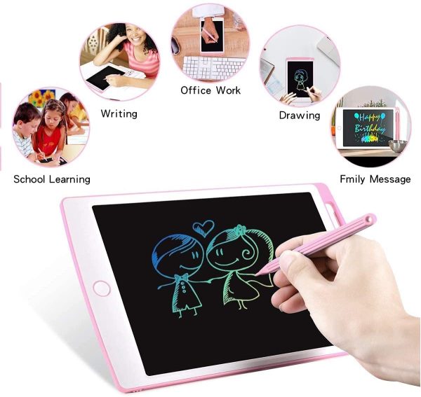 LCD Writing Tablet, 10-Inch Drawing Tablet Kids Tablets Doodle Board, Colorful Drawing Board Gifts for Kids and Adults at Home, School and Office (Pink)