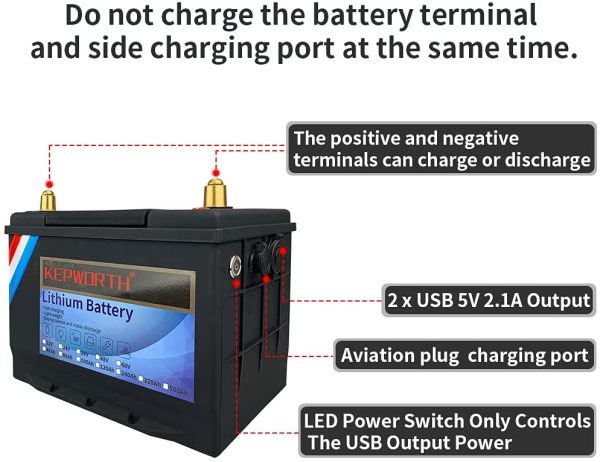 Lithium LiFePO4 Battery 12V 40Ah 512Wh Deep Cycle Lithium iron phosphate Rechargeable Battery Built-in BMS, Perfect for RV,Solar,Camping,Marine,Backup Power,Off-Grid Applications - Image 3