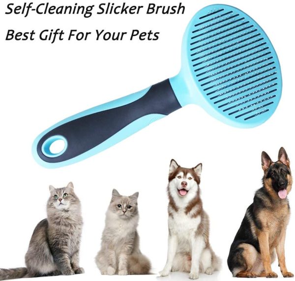 Cat Brush for Shedding, Slicker Pet Grooming Brush for Cat and Small Medium Dog, Self Cleaning Slicker Brush(Blue)