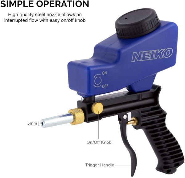 30068A Abrasive Air Sand Blaster Handheld Gun | Replaceable Steel Nozzle | Various Media Compatible Gravity Feed Hopper - Image 6