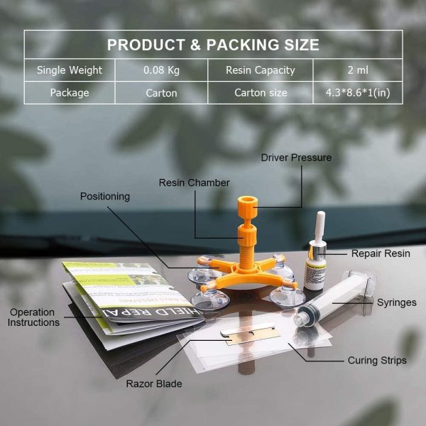 Car Windshield Repair Kit - Windshield Repair Kit with Pressure Syringes for Fix Windshield Chips, Cracks, Bulls-Eye, Star-Shaped and Half-Moon Cracks - Image 3