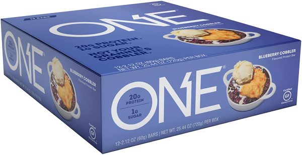 ONE Protein Bars, Blueberry Cobbler,  Protein Bars with 20g Protein and only 1g Sugar, Snacking for High in Protein Diets, 60g (12 Pack) [Packaging May Vary] - Image 4