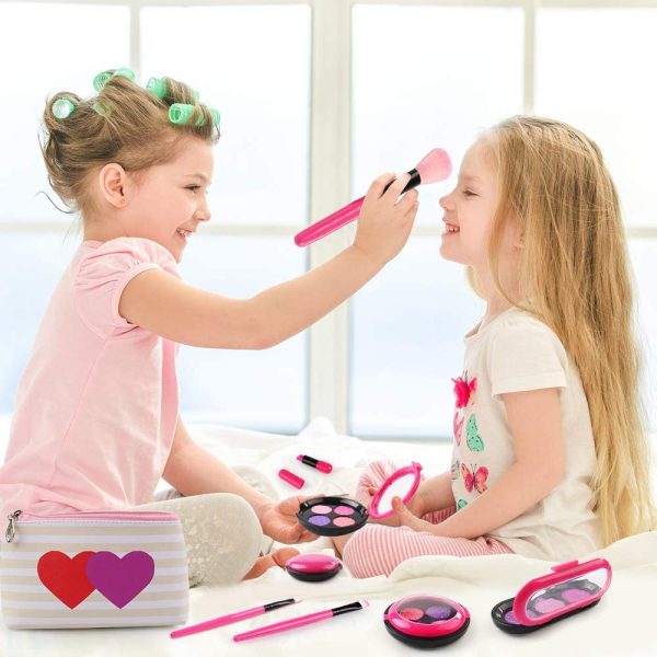 AMOSTING Kids Pretend Makeup Toys for Girls Pretend Play Cosmetic Beauty Princess Makeup Set with Cute Cosmetic Bag as Christmas Birthday Gift for Kids - Image 6