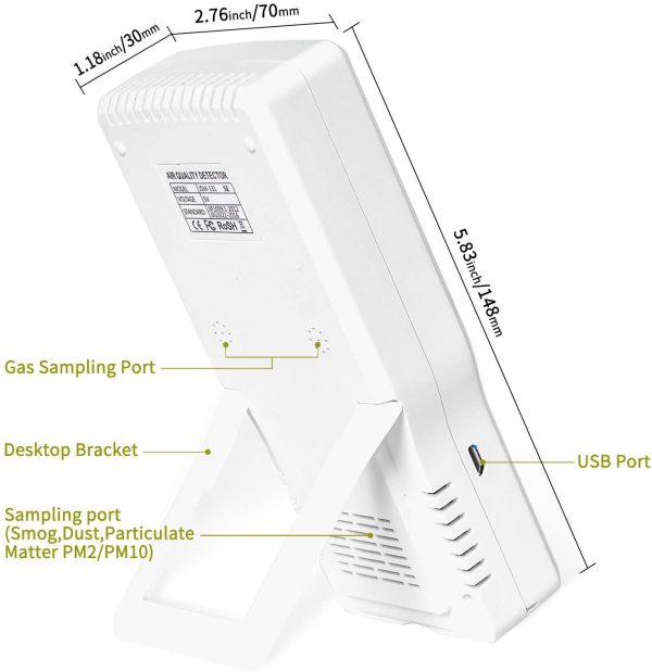 Air Quality Monitor  Indoor Air Quality Monitor for CO2 Formaldehyde(HCHO) TVOC PM2.5/PM10 -Accurate Air Quality Monitor Indoor - Image 4