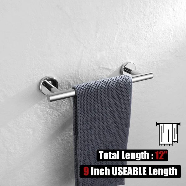 JQK Chrome Towel Bar, 9 Inch Stainless Steel Towel Rack Bathroom, Towel Holder  Finished Wall Mount, Total Length 12 Inch, TB110L9-CH - Image 7