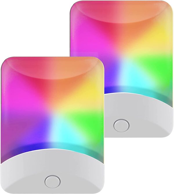 GE Color-Changing LED Night Light, 2 Pack, Plug-in, Dusk-to-Dawn, Home D??cor, for Kids, Ideal for Bedroom, Bathroom, Nursery, Kitchen, Basement, White Base, 46722 - Image 3