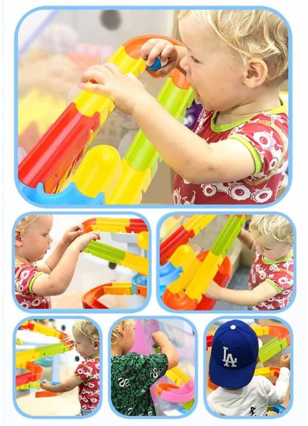 Kids Bath Toys Baby Bathtub Toys for Toddlers Building Tracks for Kids Age 3-8 Waterfall Ball for Infant Boys Girls Water Slide Shower Gift for Children Funny Tub Toys (34 Pcs)