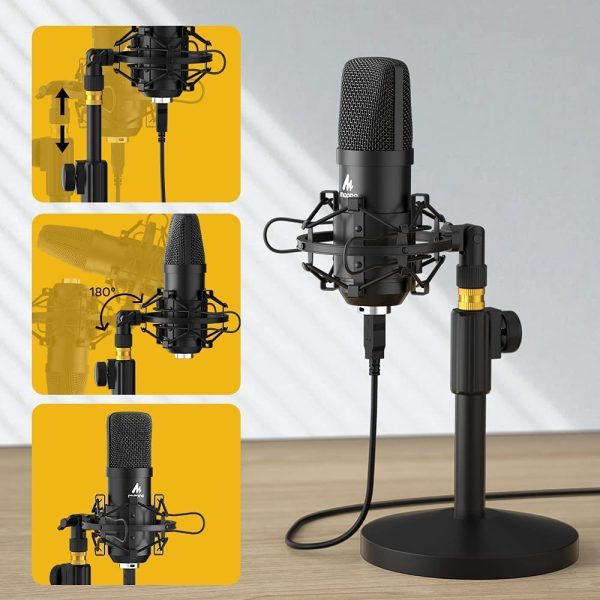 USB Microphone Kit 192kHz/24Bit  AU-A04T PC Condenser Podcast Streaming Cardioid Professional Mic Plug & Play for Computer, YouTube, Gaming, Recording - Image 2