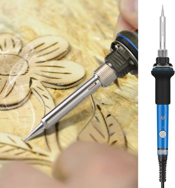 Soldering Iron, Soldering Iron Kit Electronics, 60W Adjustable Temperature Welding Tool, 5pcs Soldering Iron Tip, Soldering Iron Stand, Desoldering Pump, Tweezers, Solder Wire, Carry Bag - Image 5