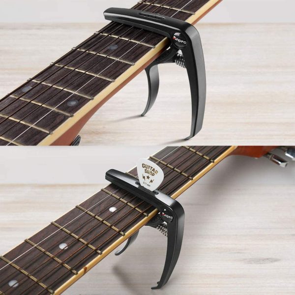 Anpro Guitar Capo with 6 Guitar Picks for Acoustic and Electric Guitar, Ukulele, Mandolin and Banjo, Black. - Image 7