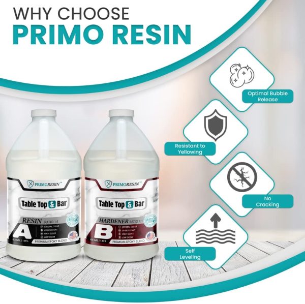 | 1 Gallon Premium Epoxy Resin Kit | Clear Resin for Tabletop, Bar Top, Wood & Countertop | Non-Yellowing, Ultra-Glossy & Auto-Leveling | Non-Toxic, FDA Compliant & Low Odor | 1:1 Mixing Ratio | Proud Canadian Company (1 Gallon) - Image 3