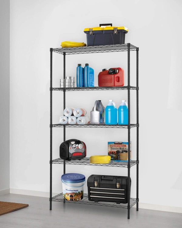 Metal Shelf Large Storage Shelves Heavy Duty Height Commercial Grade Steel Layer Shelf 1250 LBS Capacity (Black) - Image 2