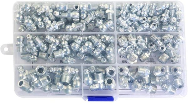 120pcs SAE Standard 1/4"-28 1/8"-28 Assortment Kits of Hydraulic Lubrication Steel Zerk Grease Nipple Fitting Straight and 90 and 45 Degree Angled for Oil Gun - Image 5