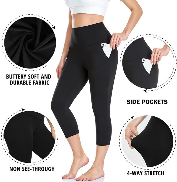 3 Pack Capri Leggings for Women Butt Lift-High Waisted Tummy Control Black Workout Yoga Pants - Image 4