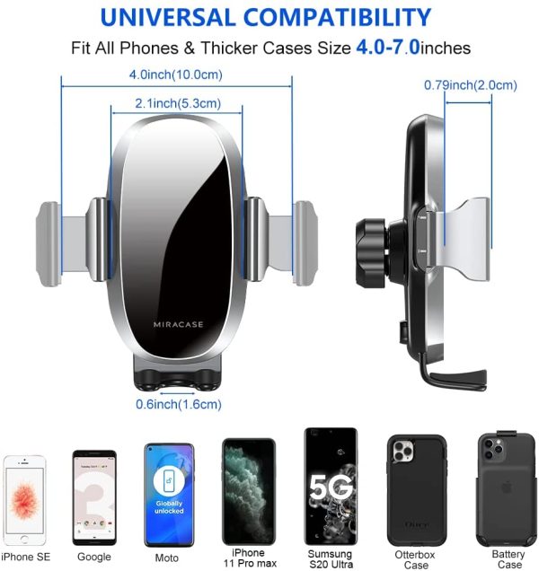 [Holder Expert Generation] Miracase Universal Phone Holder for Car, Vent Car Phone Holder, Cell Phone Holder Mount Compatible with iPhone 13 Pro Max/12/11/XS/XR,Samsung Galaxy and All Phones,Silver - Image 6