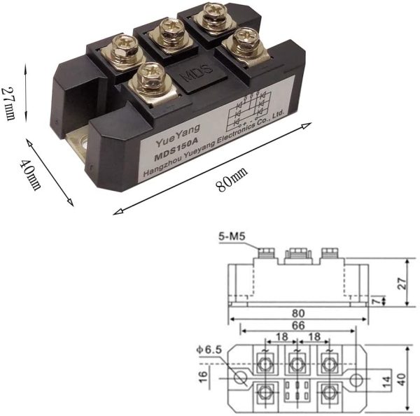 MDS150A 3-Phase Diode Bridge Rectifier 150A1600V Full Wave Diode Module - Image 2