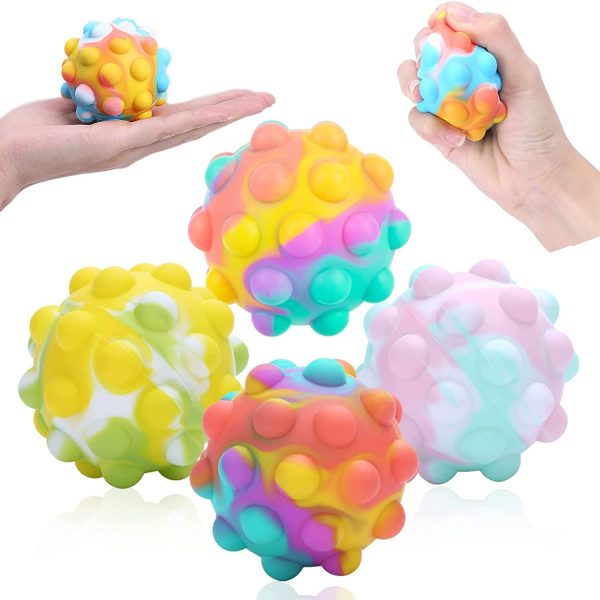 4Pcs Pop Stress Ball Fidget Toy,Push Bubbles Pop Fidget Stress Balls for Kids Adults,Silicone Stress Relief Toys Anti Anxiety Sensory Game Balls Squeeze Ball Fidgets Toys,Nice Christmas Birthday New Year Gift - Image 3