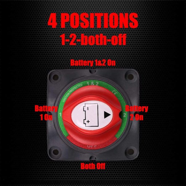 1-2-Both-Off Battery Disconnect Switch, 12-48 V Battery Master Cut Shut Off Isolator Switch (1-2-Both-Off) - Image 7