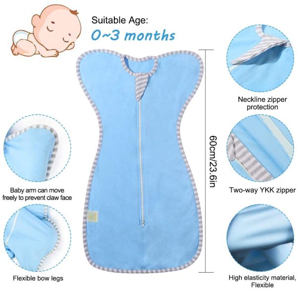 NARUTOO Swaddle Wrap for Baby, Newborn Boy or Girl Adjustable Sleep Sack Breathable Soft Premium Cotton Suit for Kids Aged 0-3 Months (Blue) - Image 7