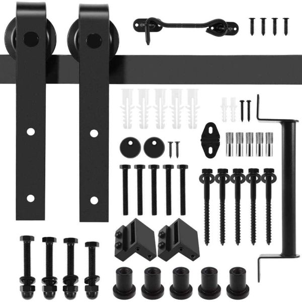 6.6 FT Black Barn Door Hardware Kit, Dulcii Steel Slide Sliding Track Rail Hanger Roller 200cm Door Hardware Black Antique Handle Included - Image 3