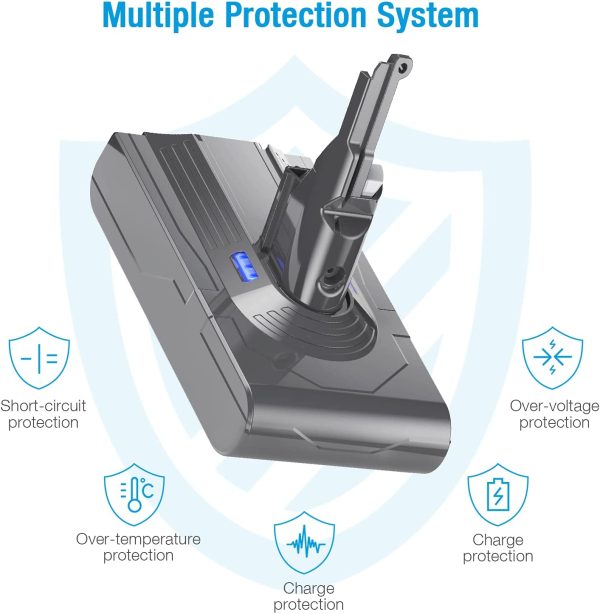 Powerextra Upgraded 4500mAh 21.6V Dyson V8 Replacement Battery Compatible with Dyson SV10 V8 Absolute Fluffy Animal Cordless Handheld Vacuum Cleaner - Image 6