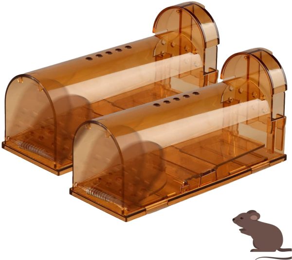 2 Pack Original Mouse Trap, Humane Live Mice Trap Easy to Set, Reusable Durable and Kids & Pets Safe, Rat Traps for Indoor/Outdoor Use, for Mice Small Rodent ??Brown - Image 5