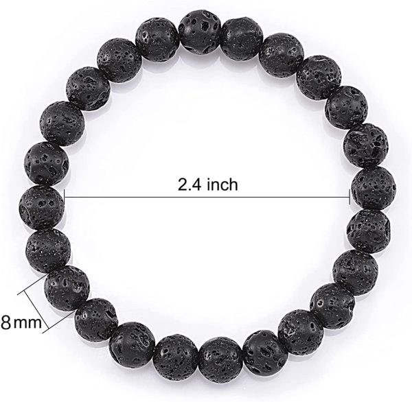 Natural Lava Rock Bracelet, 3 Pcs Stretch Elastic Bracelets, Adjustable Gemstone Crystal Agate Bracelet Used for Yoga for Men and Women - Image 5