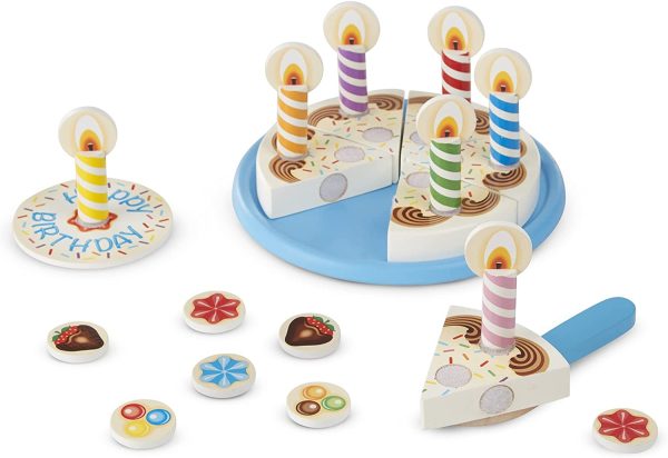 Melissa & Doug Birthday Party Cake - Wooden Play Food With Mix-n-Match Toppings and 7 Candles - Image 2